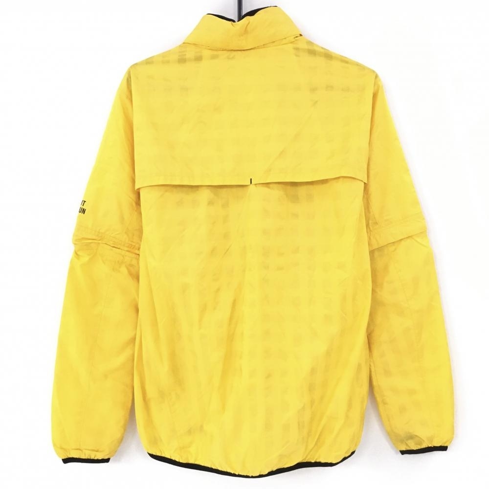  Le Coq 2WAY нейлон жакет желтый × чёрный полоса обратная сторона сетка рукав съемный капот место хранения мужской L Golf одежда le coq sportif