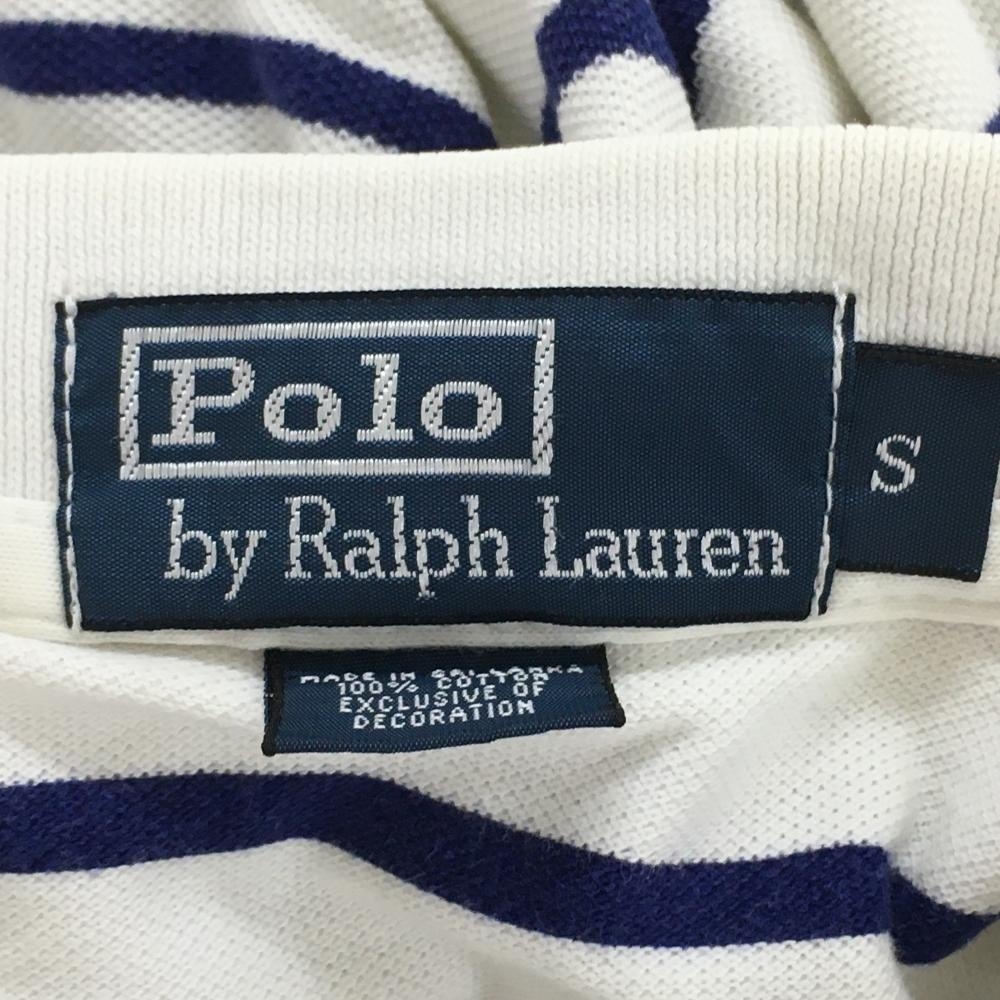 ポロbyラルフローレン 半袖ポロシャツ 白×ブルー ボーダー メンズ S ゴルフウェア Ralph Lauren_画像4