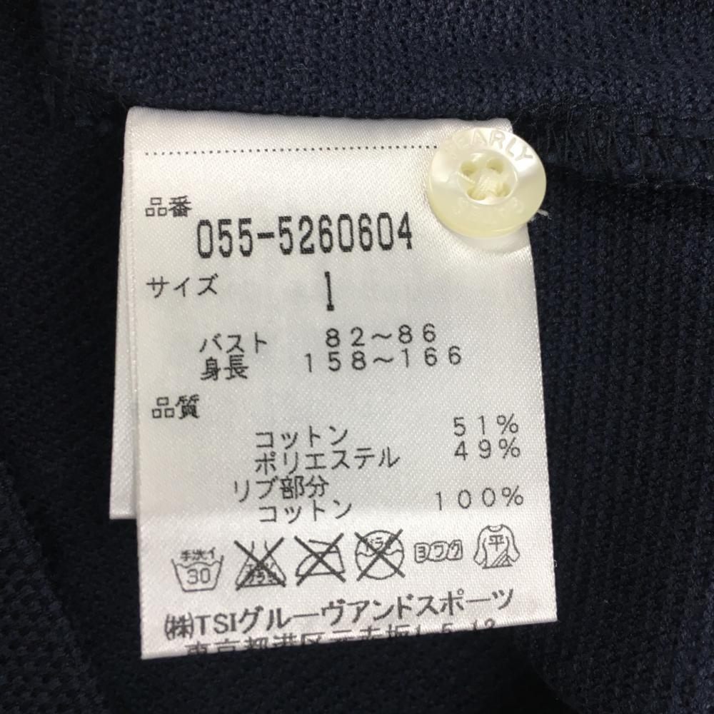 【美品】パーリーゲイツ 半袖ポロシャツ ダークネイビー×ピンク コットン混 日本製 レディース 1(M) ゴルフウェア PEARLY GATES_画像6