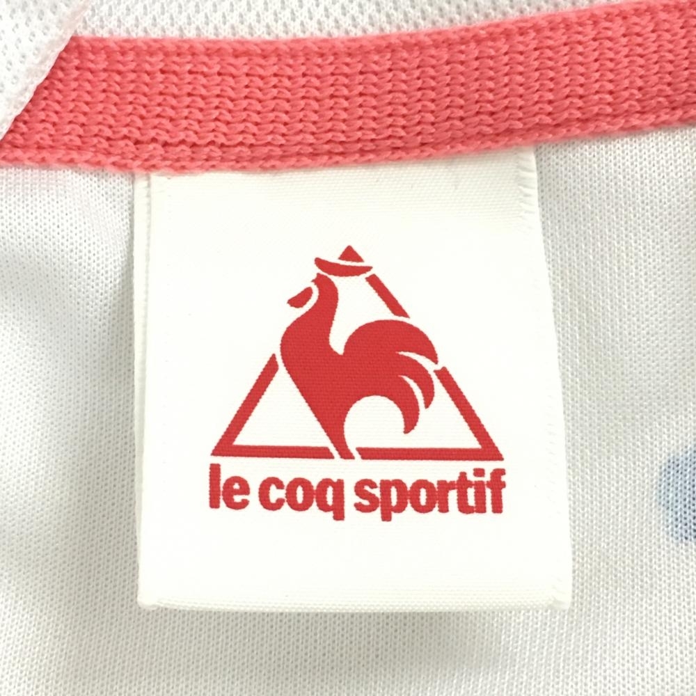 ルコック 半袖ポロシャツ 白×ブルー 総柄 ドット調 レディース M ゴルフウェア le coq sportif_画像3