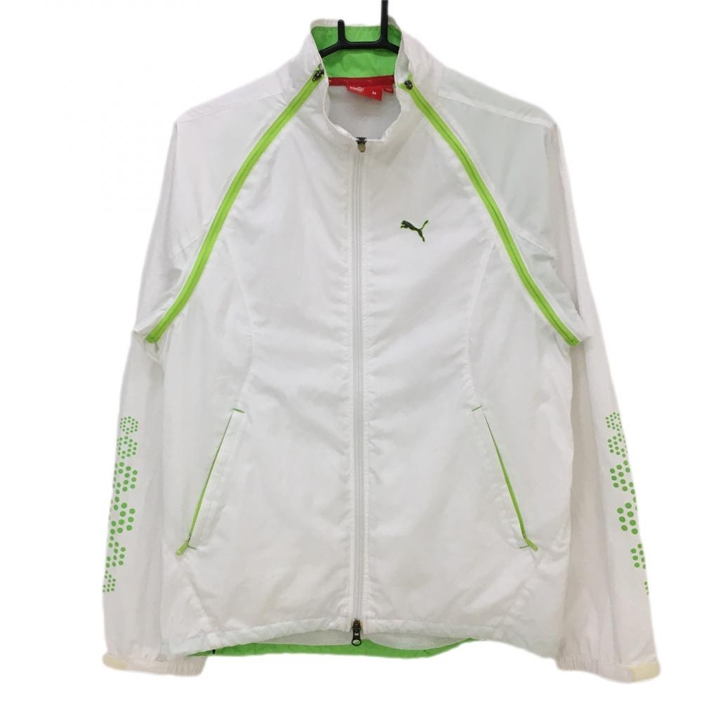  Puma 2WAY jacket blouson white × fluorescence green sleeve demountable lining mesh draw code men's M Golf wear PUMA