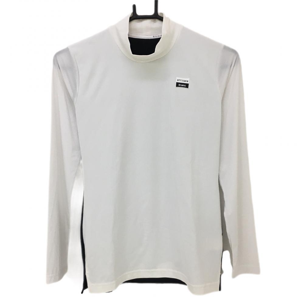 [ очень красивый товар ]efi rental внутренний рубашка белый × чёрный необычность материалы длинный рукав с высоким воротником женский S Golf одежда efficace blanc