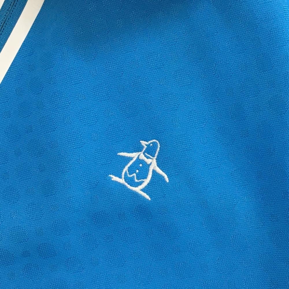 マンシングウェア 半袖ポロシャツ ライトブルー ドット織生地 襟ボーダー ハーフジップ レディース L ゴルフウェア Munsingwearの画像3