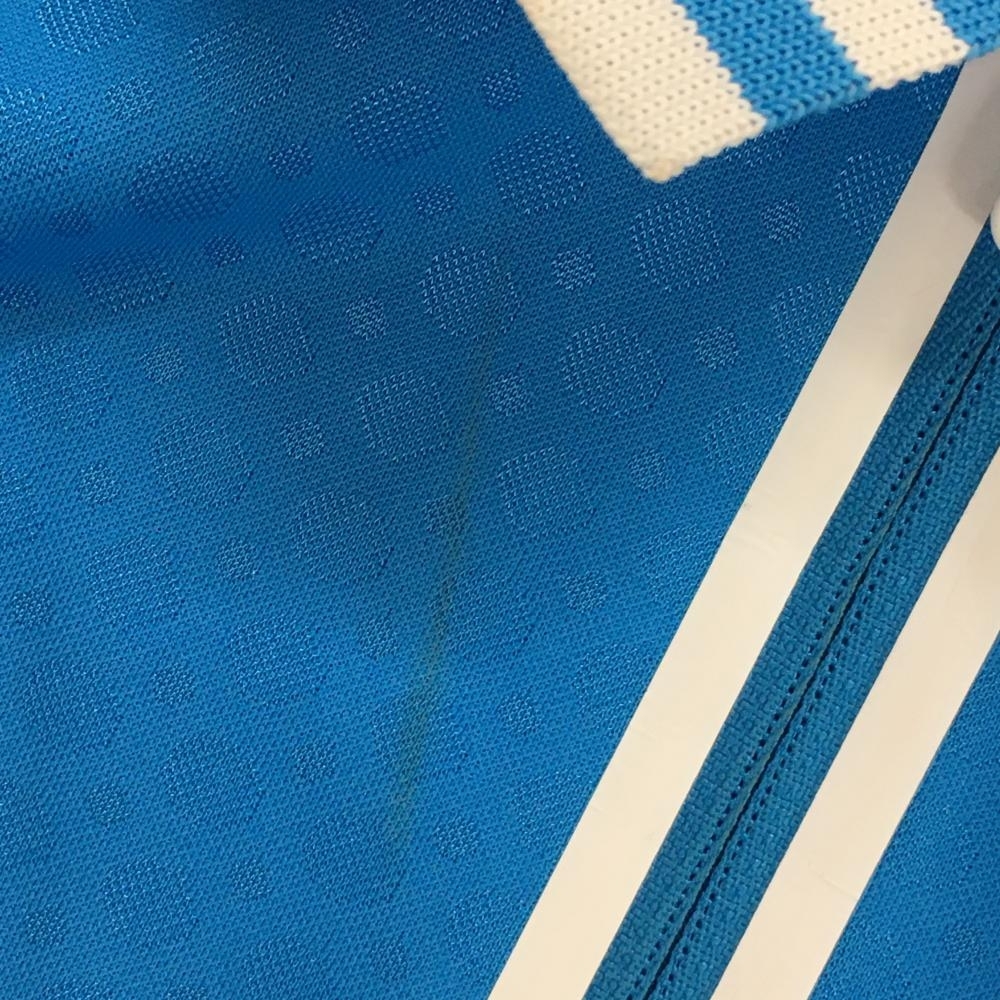 マンシングウェア 半袖ポロシャツ ライトブルー ドット織生地 襟ボーダー ハーフジップ レディース L ゴルフウェア Munsingwearの画像6