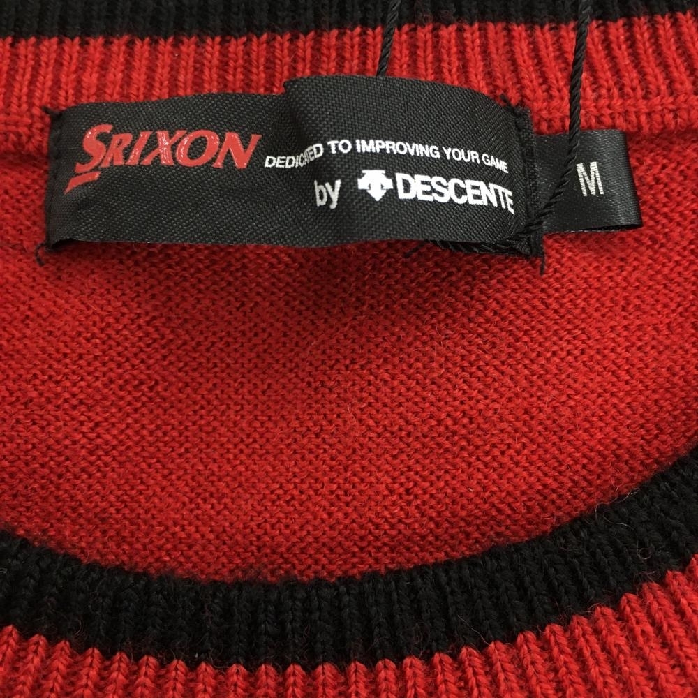 【新品】スリクソンbyデサント ニットベスト レッド 胸元ライン ウール混 メンズ M ゴルフウェア SRIXON_画像6