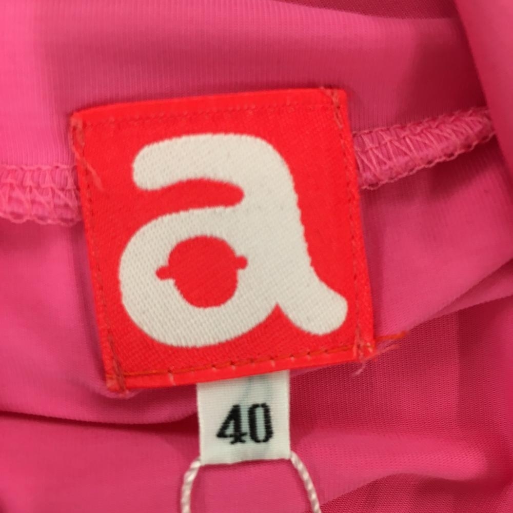 【新品】アルチビオ ノースリーブハイネックシャツ ピンク×黒 袖フリル ハート レディース 40 ゴルフウェア archivioの画像5
