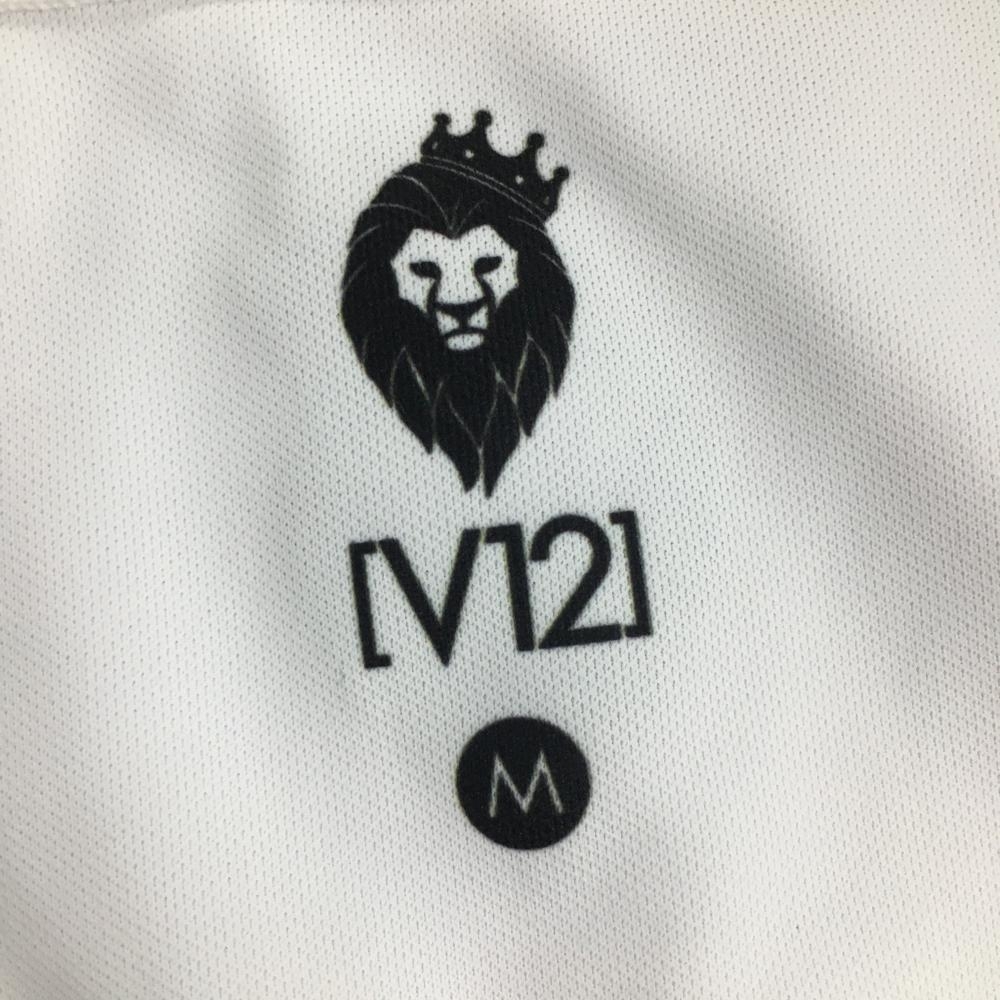 ヴィトゥエルヴ 半袖ポロシャツ 白×マルチ 稲妻柄 メンズ M ゴルフウェア V12_画像4