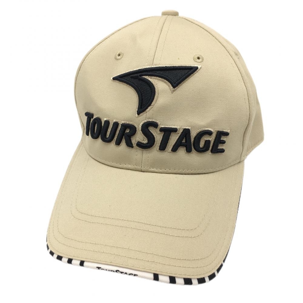 [ очень красивый товар ] Tour Stage колпак бежевый × чёрный цельный Logo ....L Golf одежда TOURSTAGE