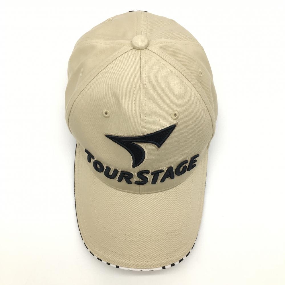 【超美品】ツアーステージ キャップ ベージュ×黒 立体ロゴ刺しゅう L ゴルフウェア TOURSTAGE_画像5