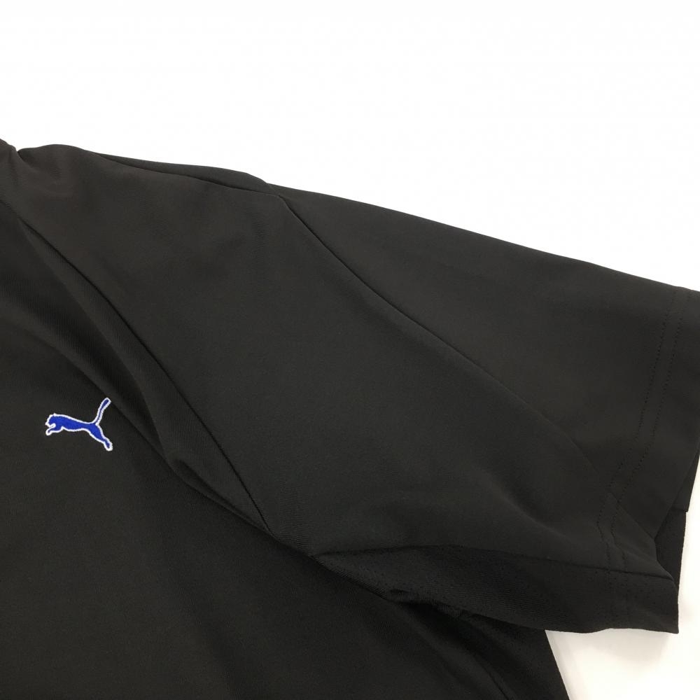 プーマ 半袖ポロシャツ 黒×白 襟ボーダー 一部メッシュ生地 メンズ M ゴルフウェア PUMA_画像8