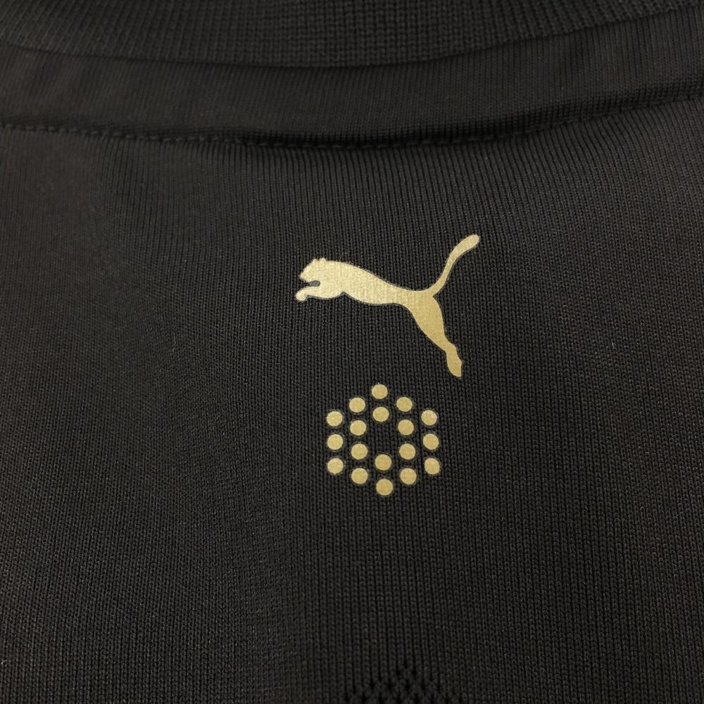 プーマ 半袖ポロシャツ 黒×白 襟ボーダー 一部メッシュ生地 メンズ M ゴルフウェア PUMA_画像4