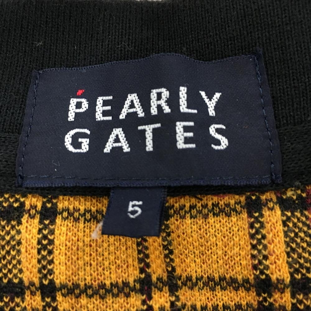 パーリーゲイツ 半袖ポロシャツ オレンジ×ピンク チェック 日本製 コットン混 メンズ 5(L) ゴルフウェア PEARLY GATES_画像6
