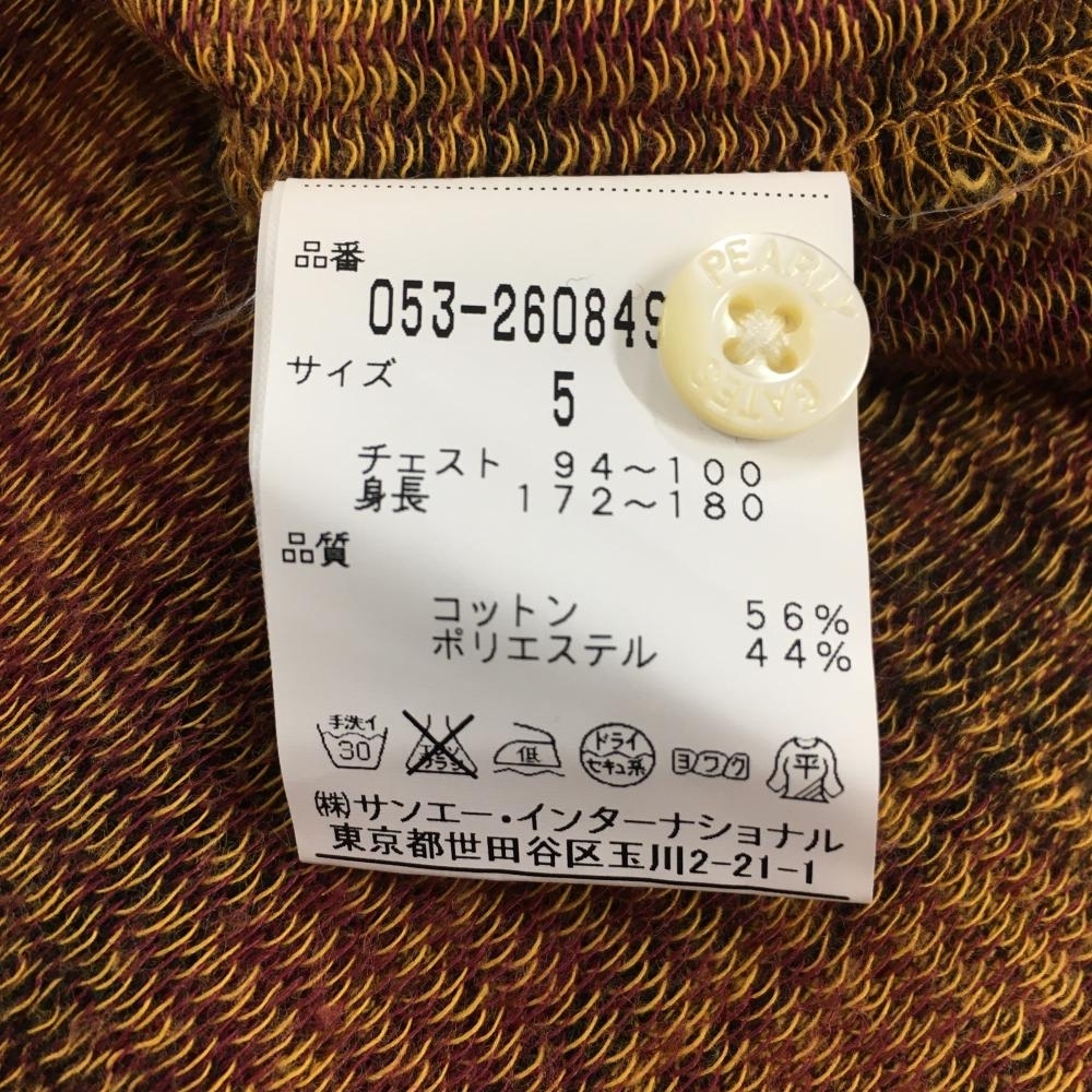 パーリーゲイツ 半袖ポロシャツ オレンジ×ピンク チェック 日本製 コットン混 メンズ 5(L) ゴルフウェア PEARLY GATES_画像7