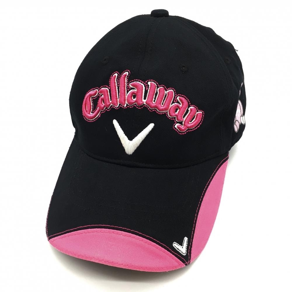 【美品】キャロウェイ キャップ 黒×ピンク ベア レディース フリー ゴルフウェア Callaway_画像1