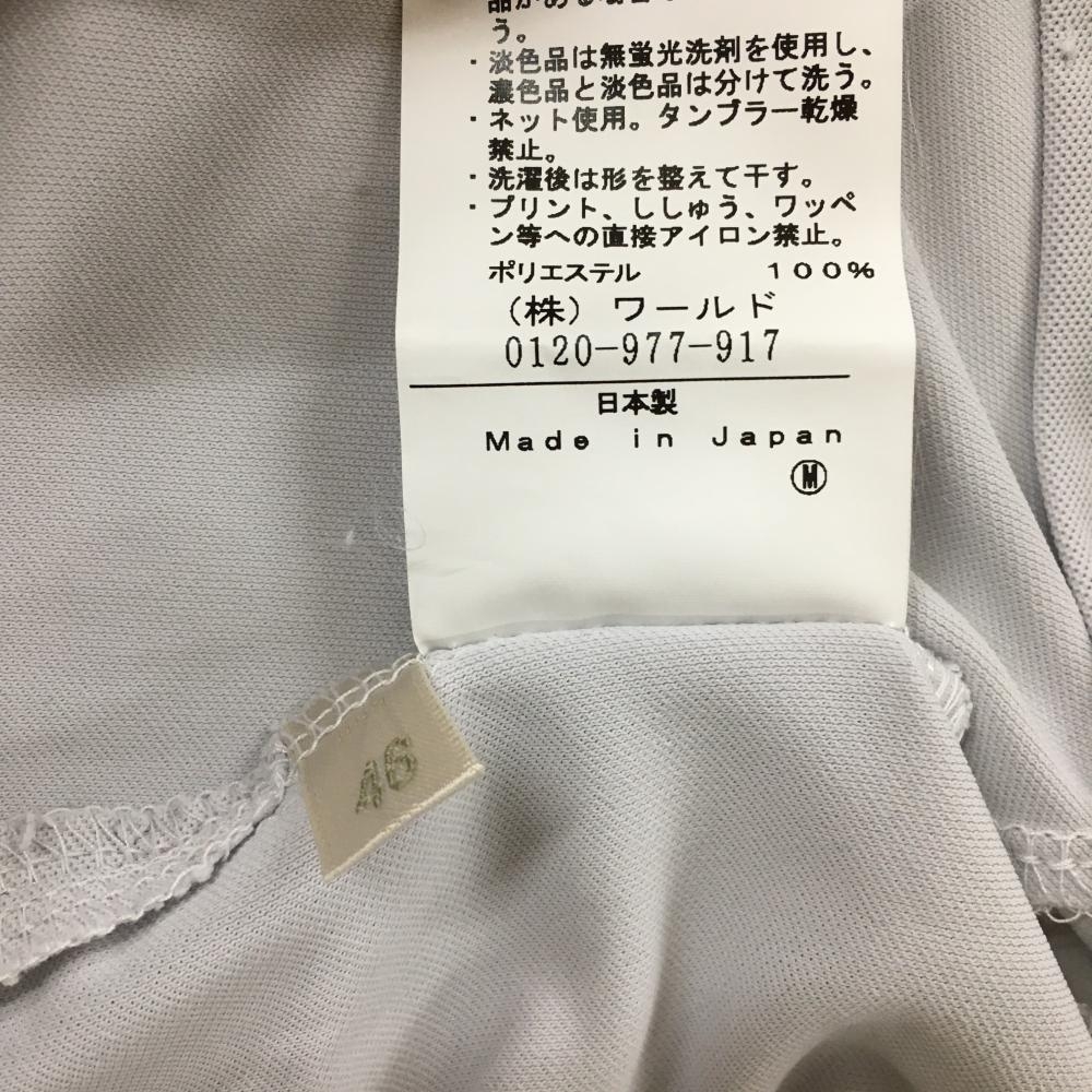 アダバット 半袖ポロシャツ 白×グレー ロゴ刺しゅう 胸ポケット メンズ 46(M) ゴルフウェア adabat_画像6