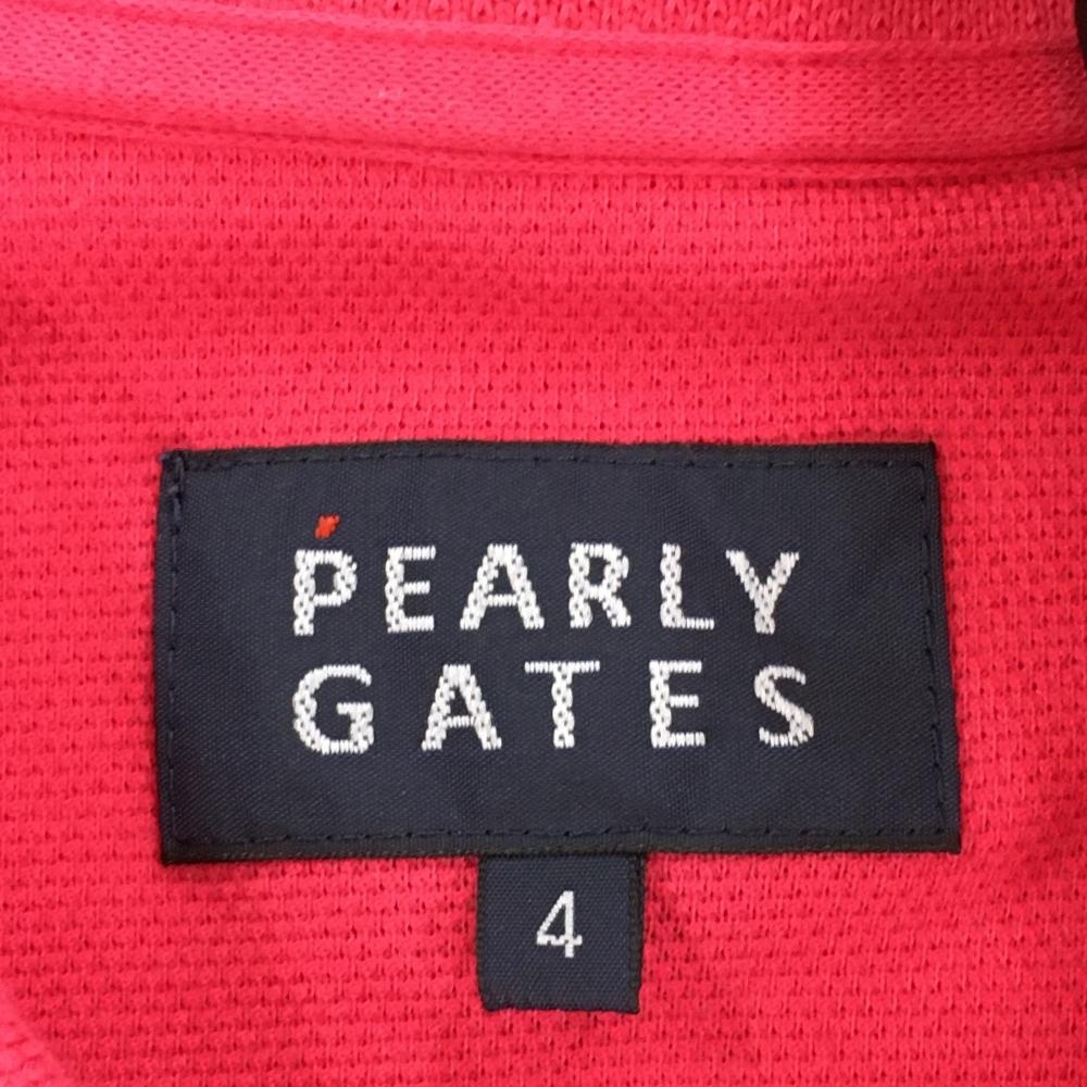 【美品】パーリーゲイツ 半袖ポロシャツ レッド 刺しゅうワッペン メンズ 4(M) ゴルフウェア PEARLY GATES_画像6