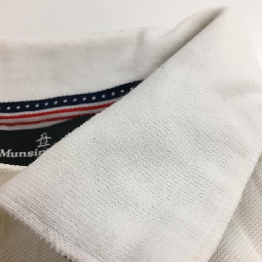 Munsingwear wear polo-shirt with short sleeves white star article flag badge men's M Golf wear Munsingwear