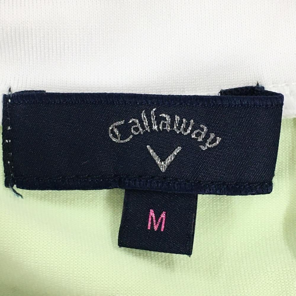 【超美品】キャロウェイ 半袖ハイネックシャツ ライトグリーン×白 一部メッシュ レディース M ゴルフウェア 2022年モデル Callaway_画像5
