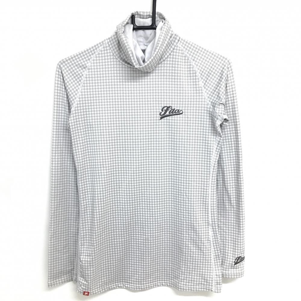フィラゴルフ インナーシャツ 白×グレー ハイネックシャツ 総柄 ネックギャザー レディース M ゴルフウェア FILA GOLF_画像1