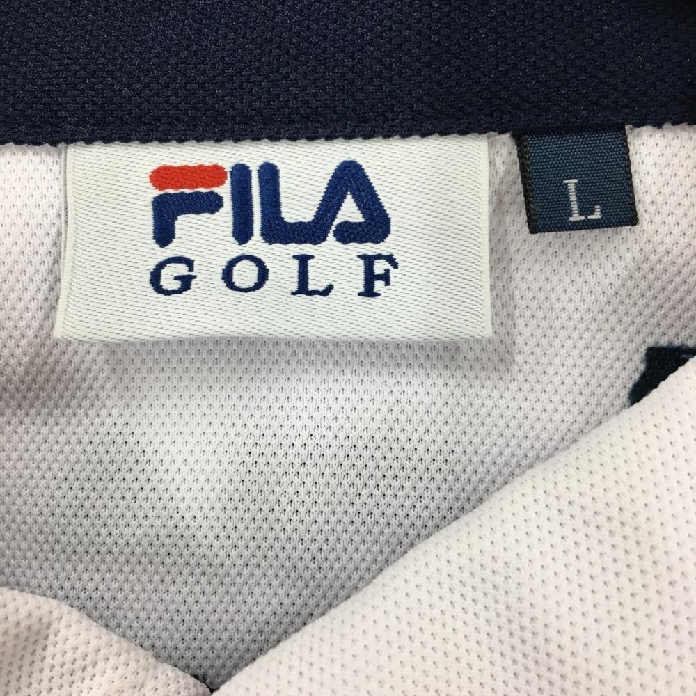 フィラゴルフ 半袖ポロシャツ 白×ネイビー 総柄 メンズ L ゴルフウェア FILA GOLF_画像5