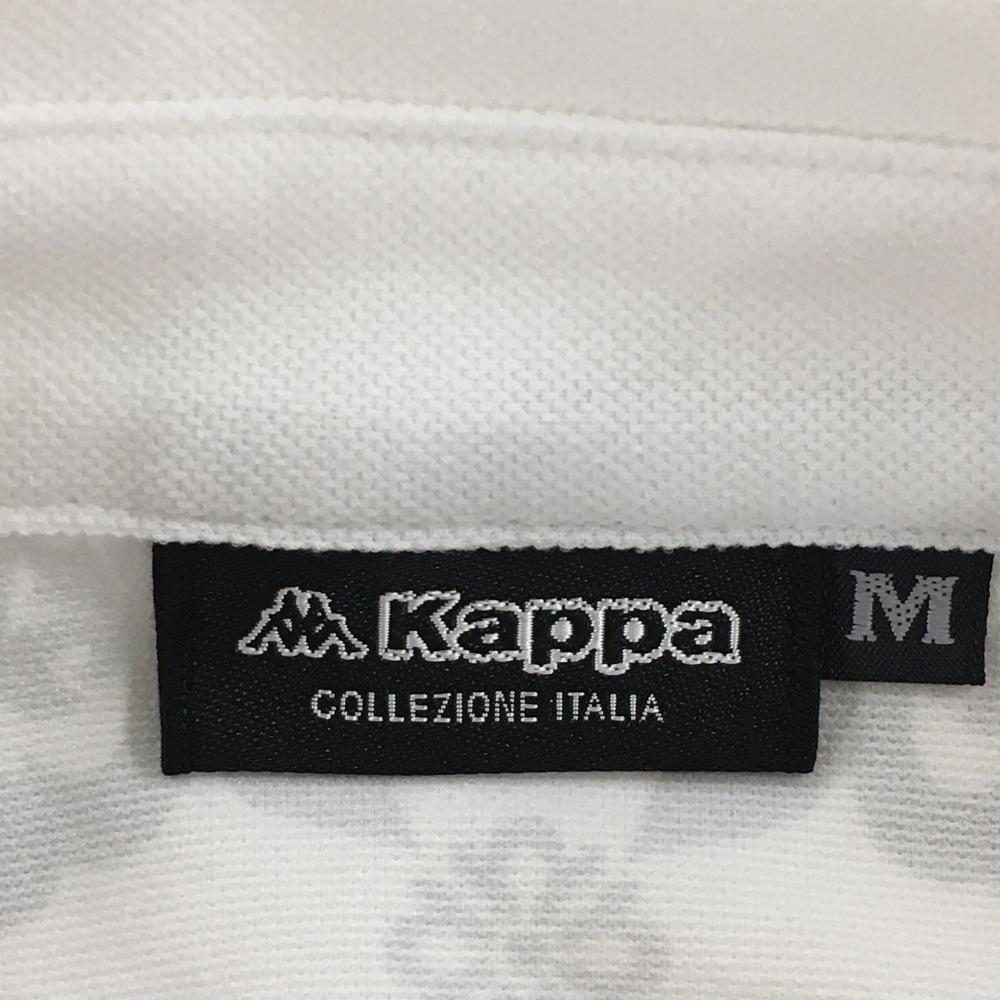 【超美品】カッパ 半袖ポロシャツ 白×グレー 総柄 胸元ワッペン 襟ロゴ レディース M ゴルフウェア Kappa_画像5