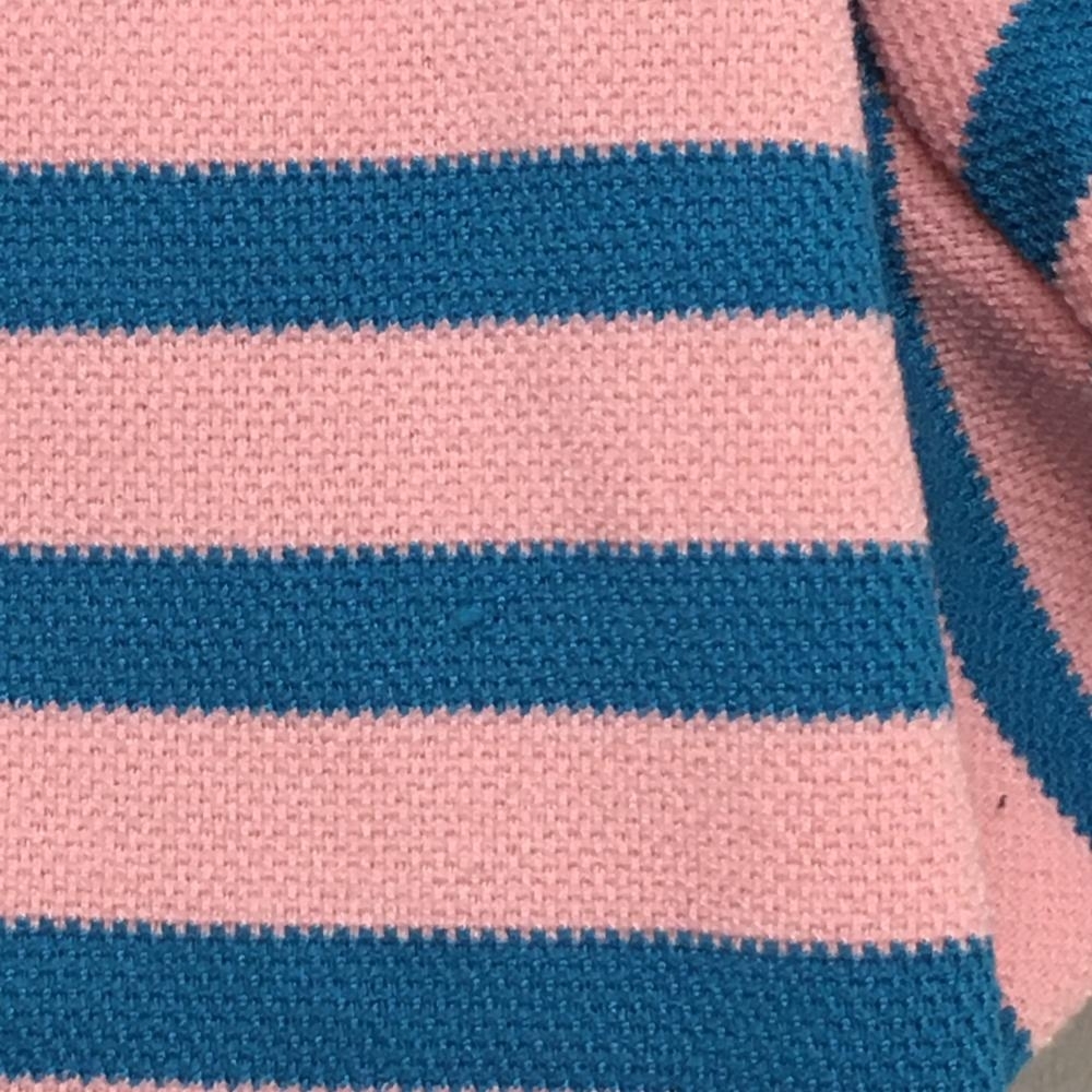 デサント 半袖ポロシャツ ピンク×ブルー ボーダー柄 胸ポケットボタン レディース O ゴルフウェア DESCENTE_画像7
