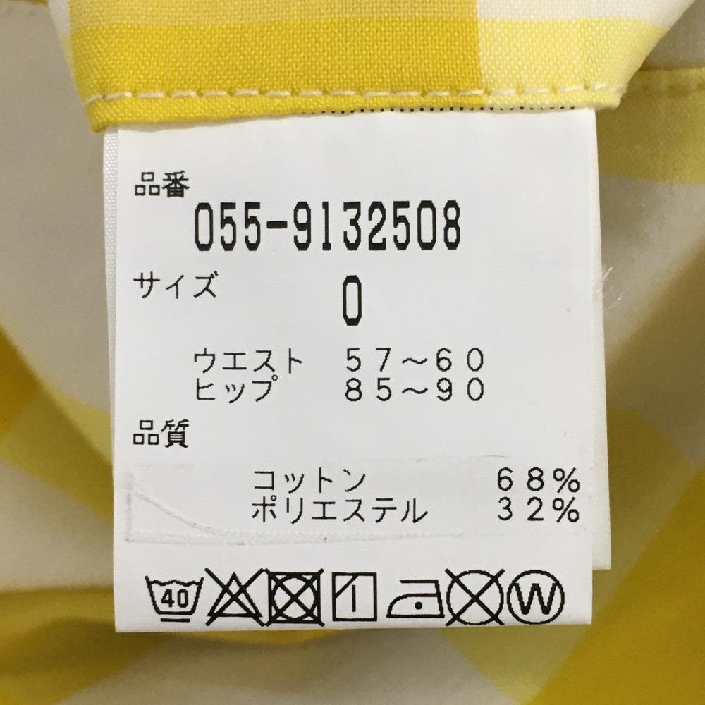 【美品】パーリーゲイツ ショートパンツ イエロー×白 チェック 裏地30周年ニコちゃん レディース 0(S) ゴルフウェア PEARLY GATES_画像7