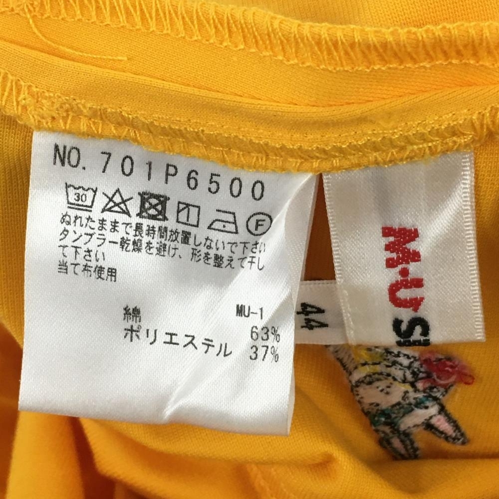 【新品】MUスポーツ パンツ イエロー ドッグ刺しゅう 薄手 レディース 44 ゴルフウェア M・U SPORTS_画像8