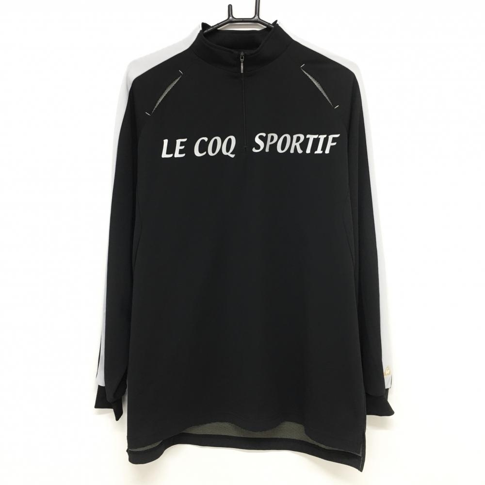 [ очень красивый товар ] Le Coq джерси блузон чёрный × белый с высоким воротником половина Zip мужской L Golf одежда le coq sportif