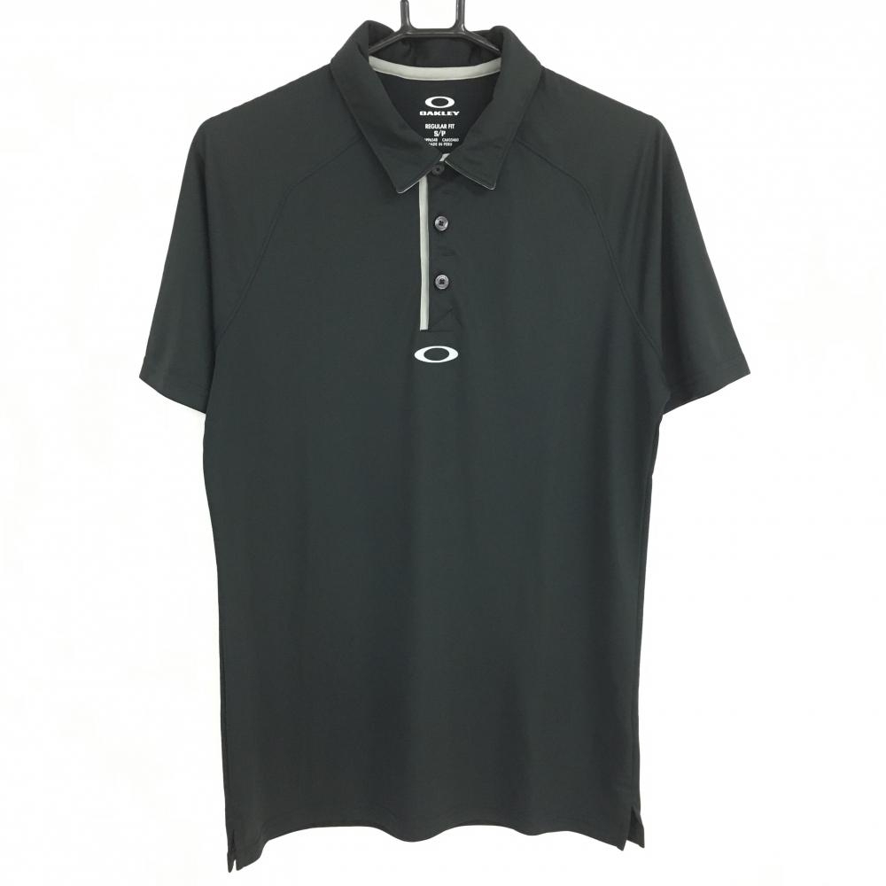 【超美品】オークリー 半袖ポロシャツ 黒×グレー シンプル メンズ S/P ゴルフウェア Oakley_画像1