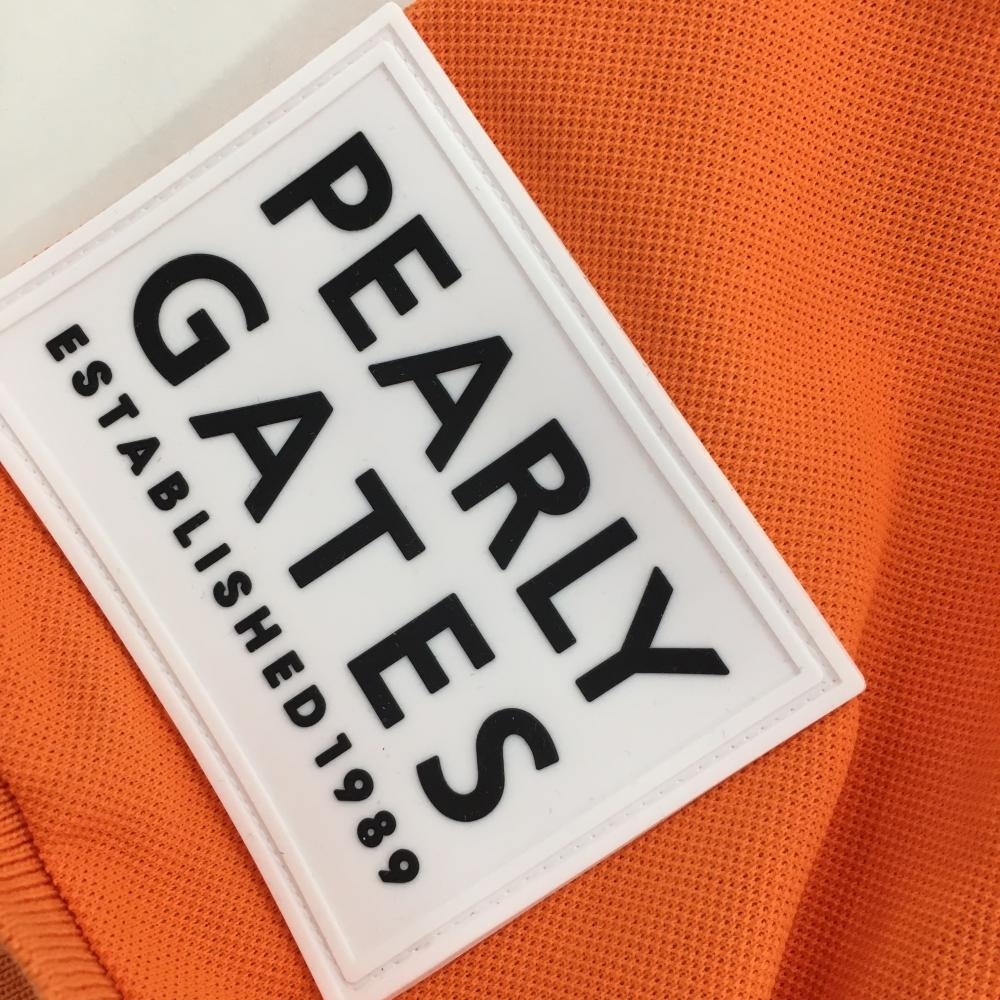 【超美品】パーリーゲイツ 半袖ポロシャツ オレンジ バックビッグロゴ白 レディース 2(L) ゴルフウェア 2023年モデル PEARLY GATES_画像3