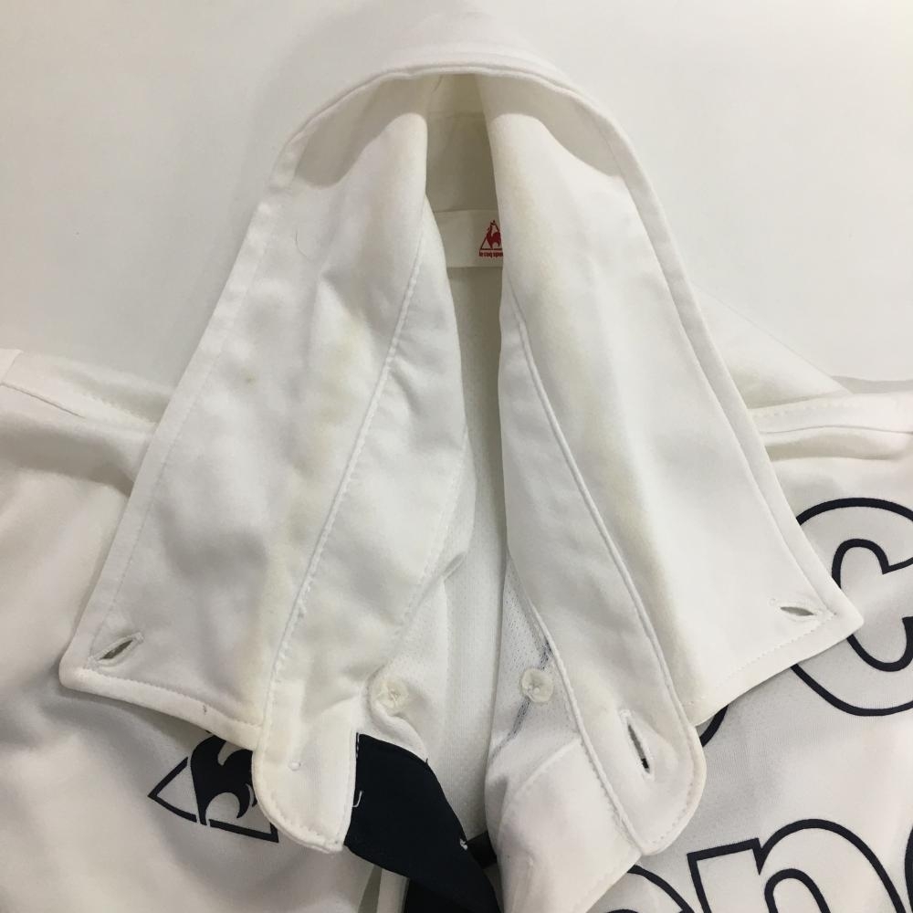 ルコック 半袖ポロシャツ 白×ネイビー ビッグプリント メンズ M ゴルフウェア le coq sportif_画像5