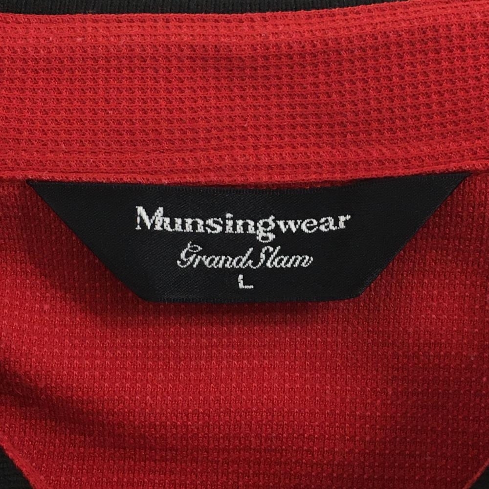 マンシングウェア 半袖ポロシャツ レッド×黒 ハーフジップ メンズ L ゴルフウェア Munsingwear_画像3