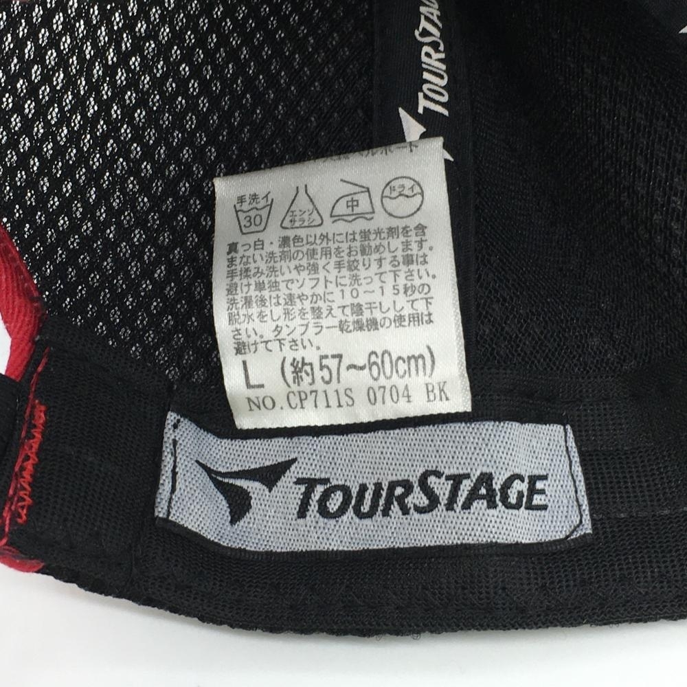 【超美品】ツアーステージ キャップ 黒×白×レッド 刺しゅう メッシュ L(約57-60cm) ゴルフウェア TOURSTAGE_画像8