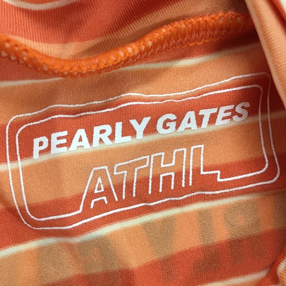 【新品】パーリーゲイツ インナーシャツ オレンジ×アイボリー ボーダー 接触冷感 UVカット 吸水 メンズ 6(XL) ゴルフウェア PEARLY GATES_画像6