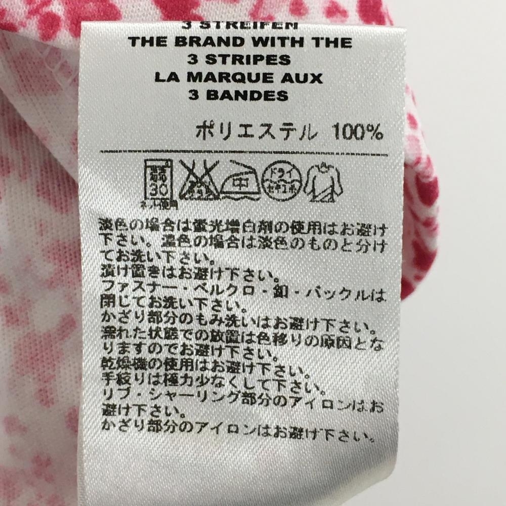 【超美品】アディダス 半袖ポロシャツ ピンク×白 総柄 ロゴ刺しゅう レディース M/M ゴルフウェア adidas_画像5