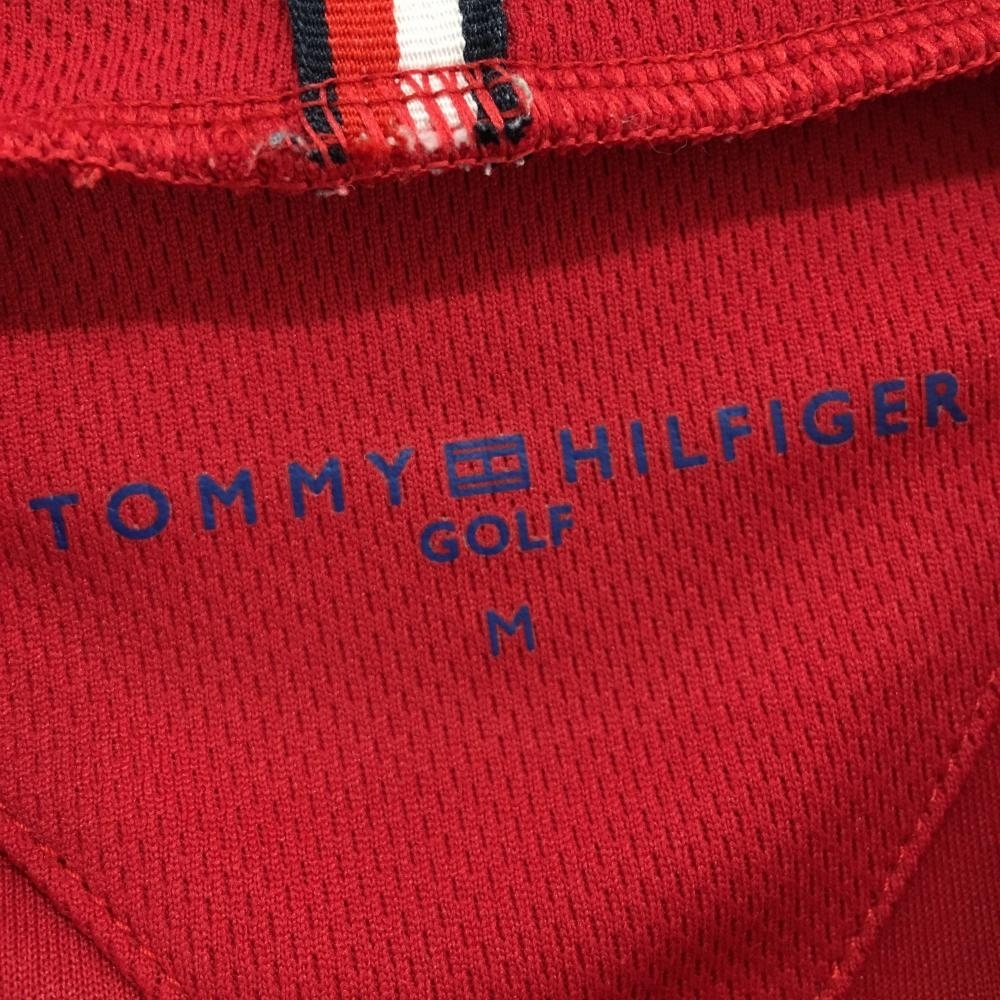 【超美品】トミーヒルフィガー 半袖ハイネックシャツ レッド ロゴプリント メンズ M ゴルフウェア 2021年モデル Tommy Hilfiger Golf_画像4