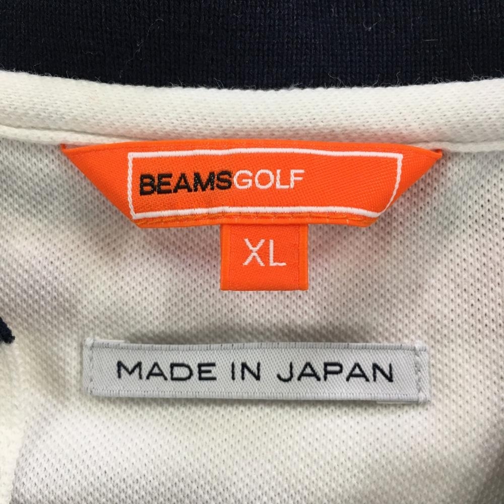 【美品】ビームスゴルフ 半袖ポロシャツ ネイビー×白×レッド ボーダー 日本製 メンズ XL ゴルフウェア BEAMS GOLF_画像5