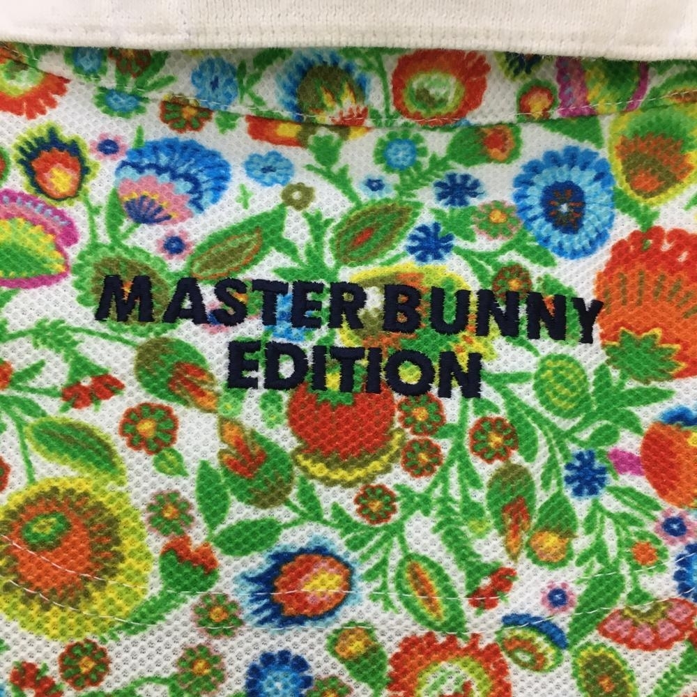 マスターバニー 半袖ポロシャツ 白×グリーン×マルチ 花柄 襟裏ロゴ メンズ 6(XL) ゴルフウェア MASTER BUNNY EDITION_画像5