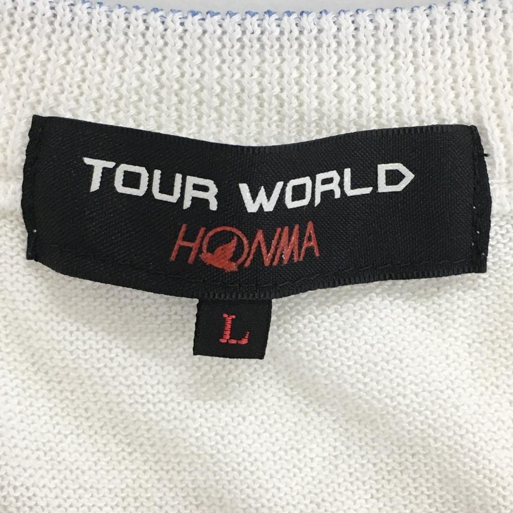 【超美品】ホンマ ニットベスト 白 Vネック 透かし編み コットン混 メンズ L ゴルフウェア HONMA_画像4