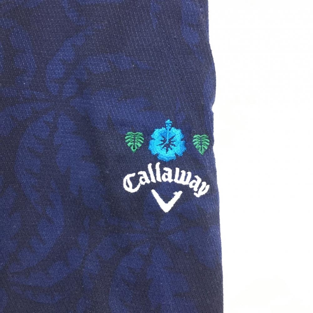 [ прекрасный товар ] Callaway широкий брюки темно-синий × голубой leaf рисунок женский LL Golf одежда Callaway