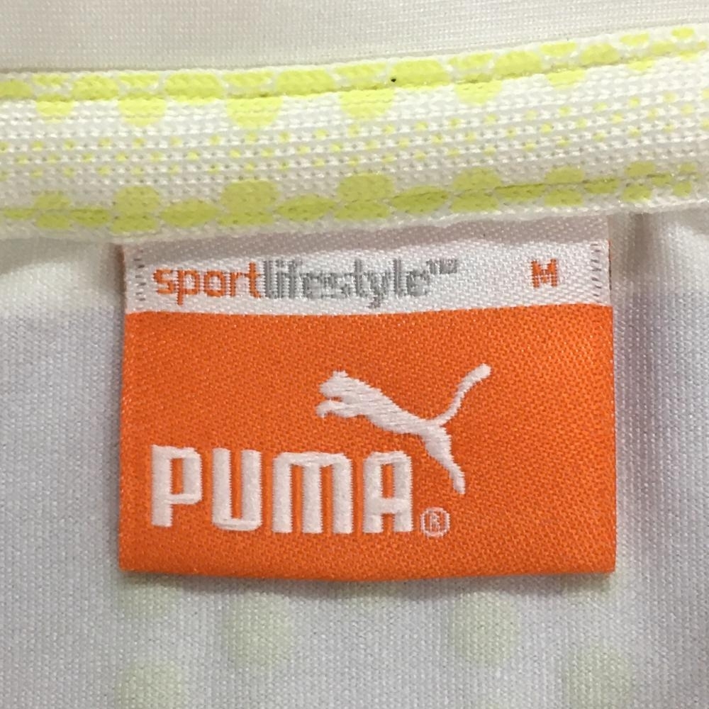 プーマ 半袖ポロシャツ 白×パープル ボーダー ロゴ刺しゅう レディース M ゴルフウェア PUMA_画像4