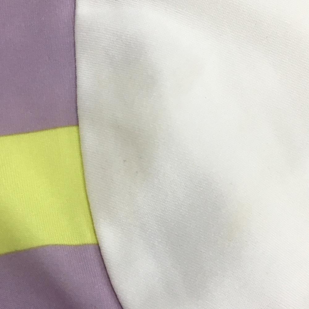 プーマ 半袖ポロシャツ 白×パープル ボーダー ロゴ刺しゅう レディース M ゴルフウェア PUMA_画像7