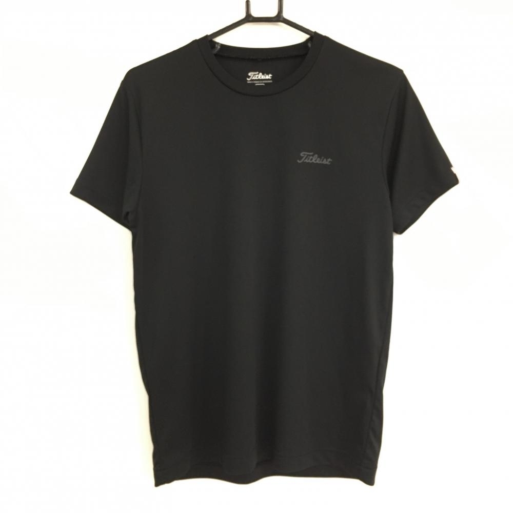 【超美品】タイトリスト 半袖Tシャツ 黒 Uネック ロゴ メンズ M ゴルフウェア TITLEIST_画像1