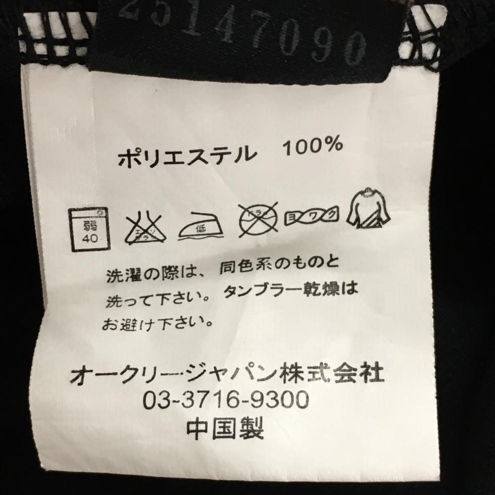 【超美品】オークリー 半袖ハイネックシャツ 黒×ピンク ストライプ織生地 一部メッシュ ハーフジップ メンズ XL ゴルフウェア Oakley_画像6