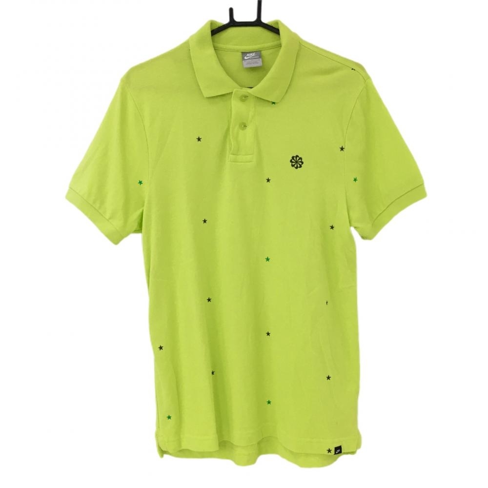 ナイキ 半袖ポロシャツ ライトグリーン×パープル 星刺しゅう メンズ XL ゴルフウェア NIKE_画像1