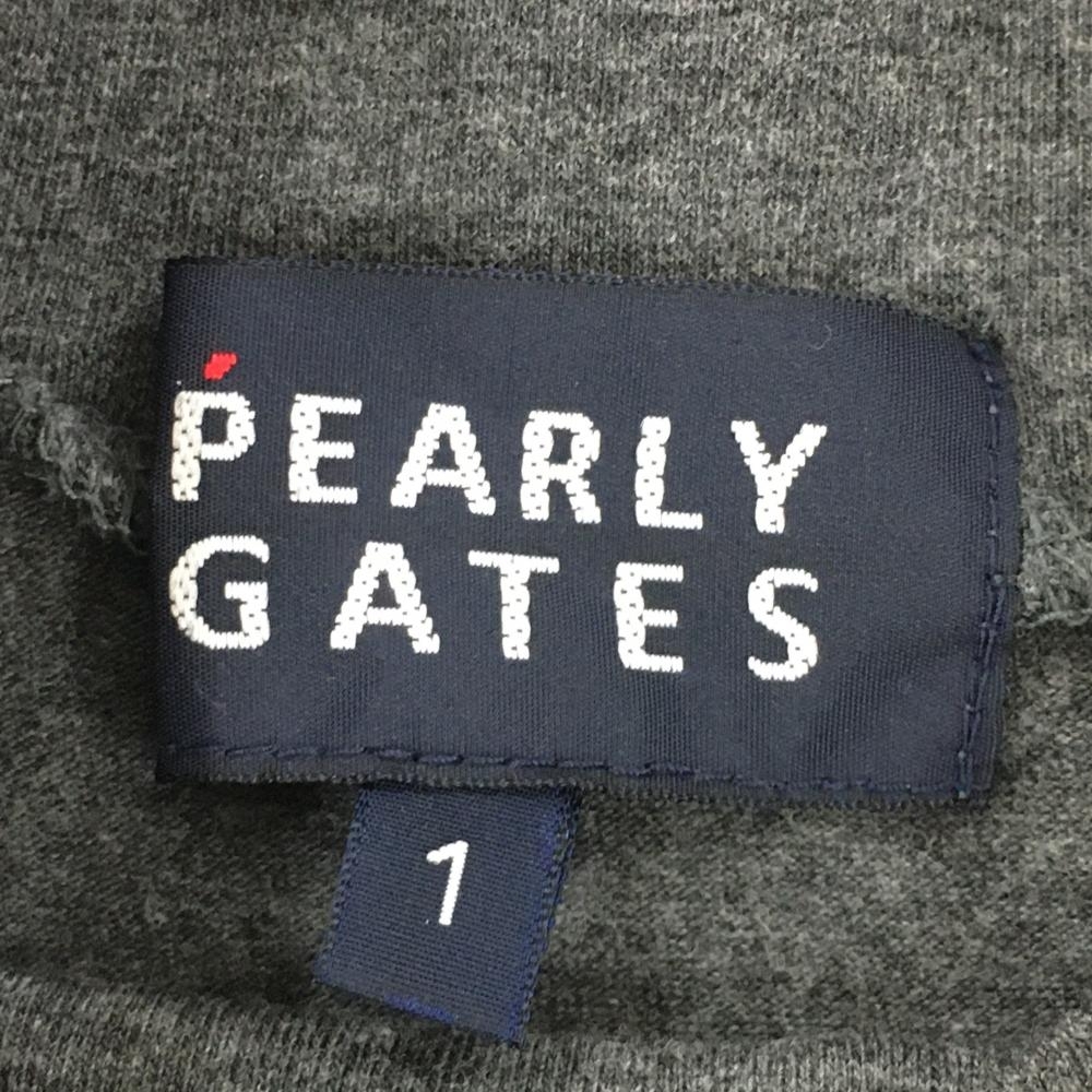 【美品】パーリーゲイツ 長袖ハイネックシャツ グレー コットン混 無地 フライングラビット レディース 1(M) ゴルフウェア PEARLY GATES_画像4