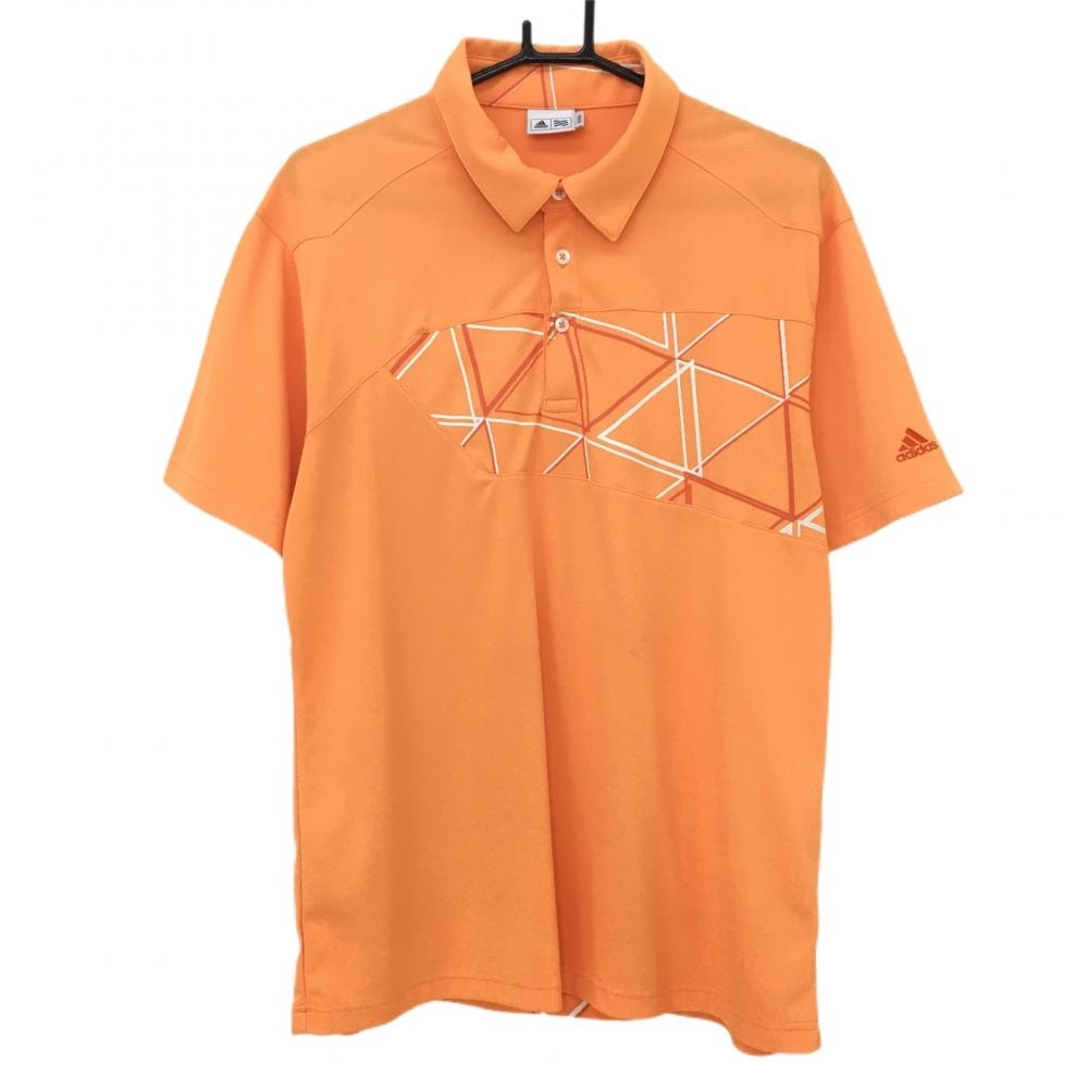 アディダス 半袖ポロシャツ オレンジ×白 一部柄 メンズ O/XG ゴルフウェア adidas_画像1