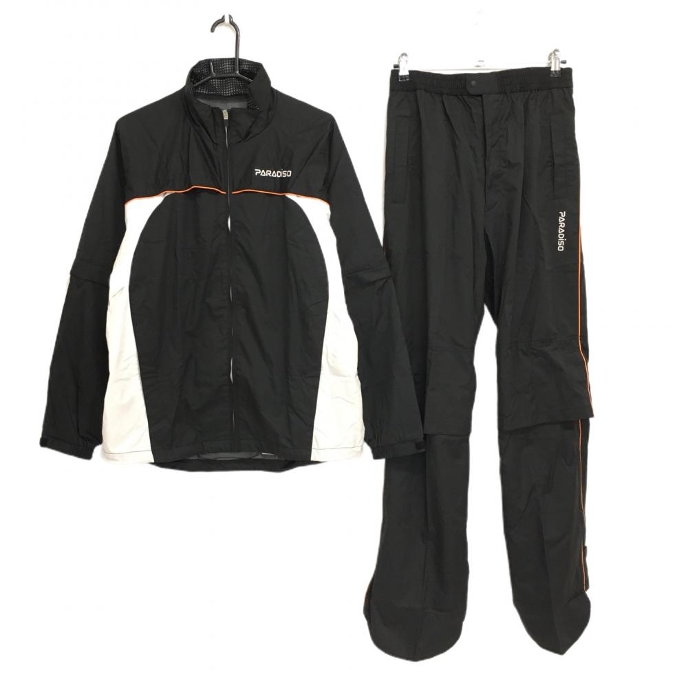 [ super-beauty goods ] Paradiso rainwear top and bottom set (2WAY jacket × pants ) black × ivory sleeve demountable men's L Golf wear Paradiso