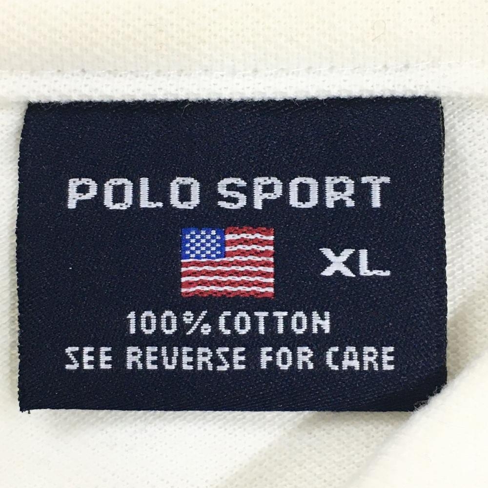 ポロスポーツ ラルフローレン 半袖ポロシャツ 白×ネイビー ロゴ刺しゅう メンズ XL ゴルフウェア Ralph Lauren_画像3